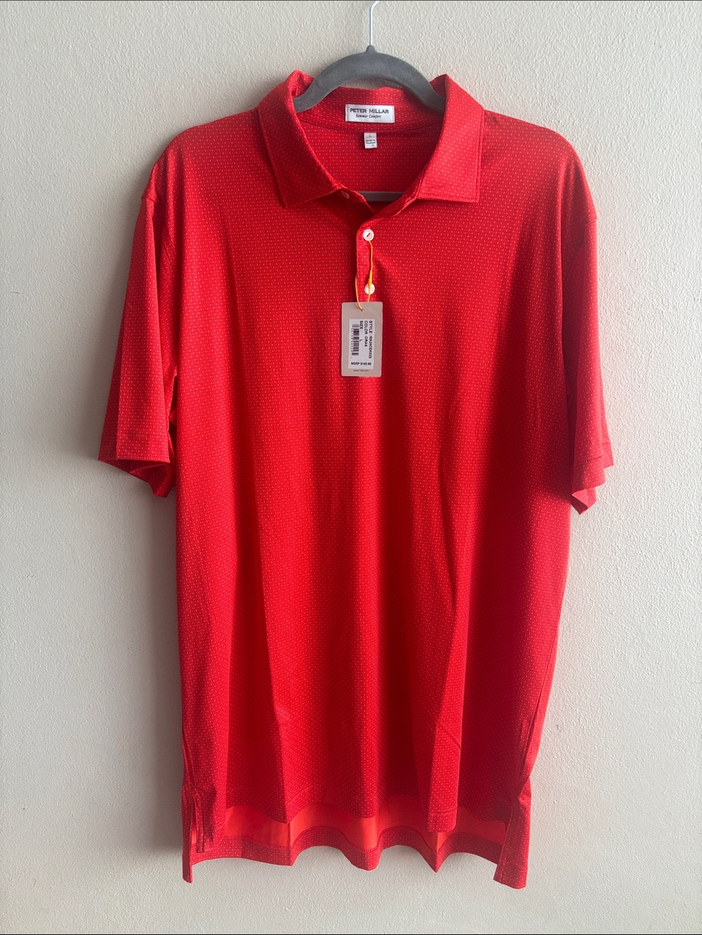 Peter Millar Tesseract Performance Golf Polo Mens Orange Summer Comfort SPF 50+